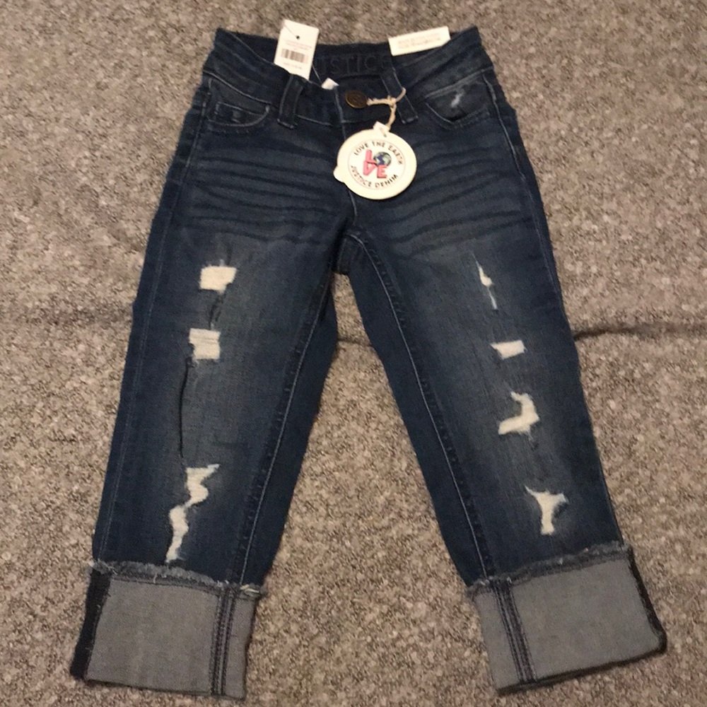 BNWT Justice denim crop pants 6 slim